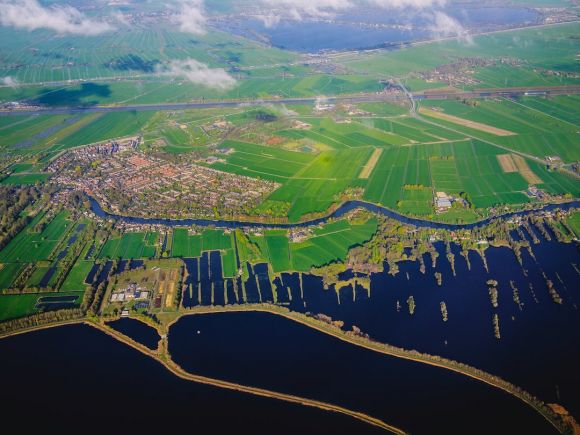Water Agriculture - aerial view of green field
